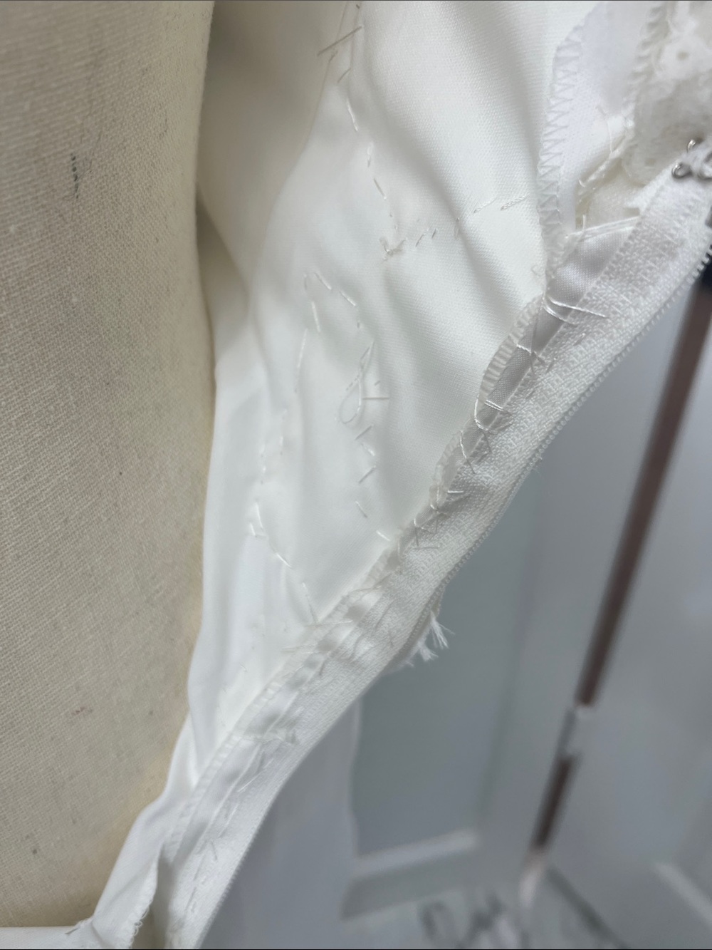 Vintage Re-Worked Ivory Beaded Long Sleeve Mini Dress - Picture 8 of 13